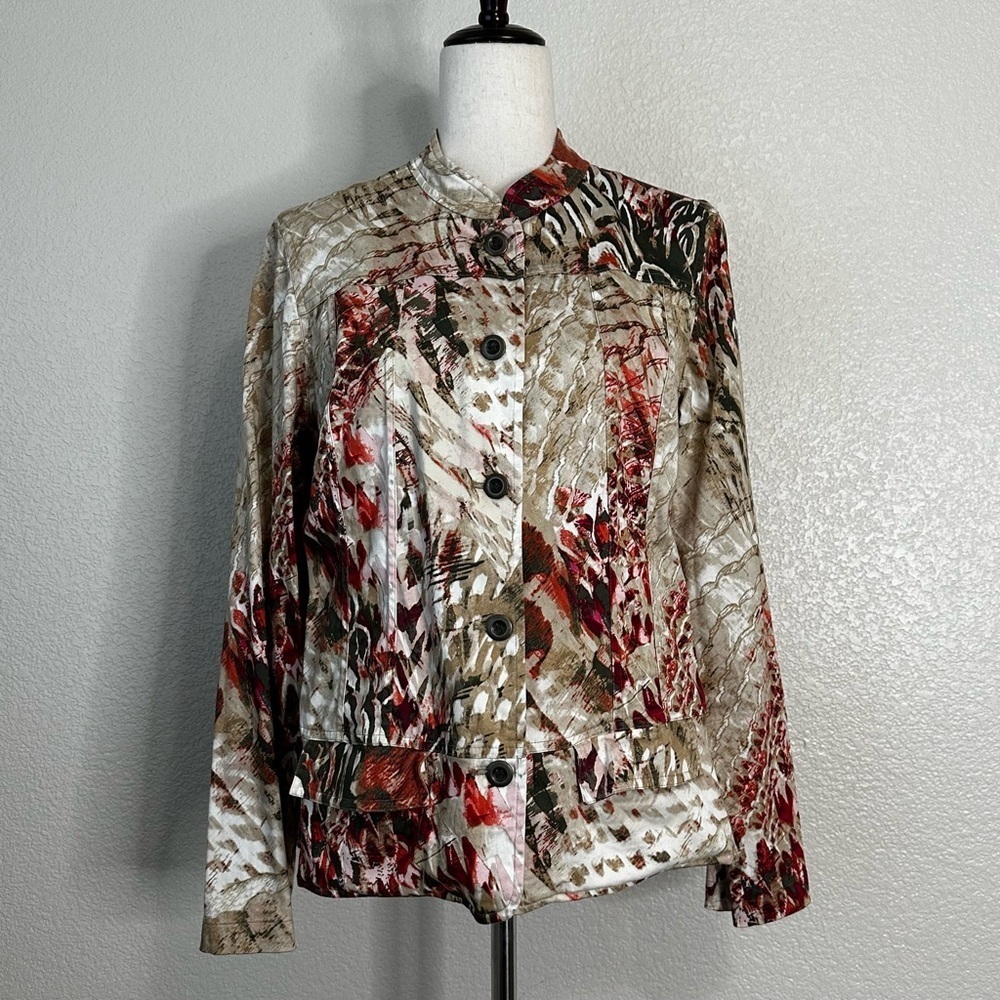 Additions by Chico's Abstract Button Down Blazer Shacket Jacket, Sz Medium